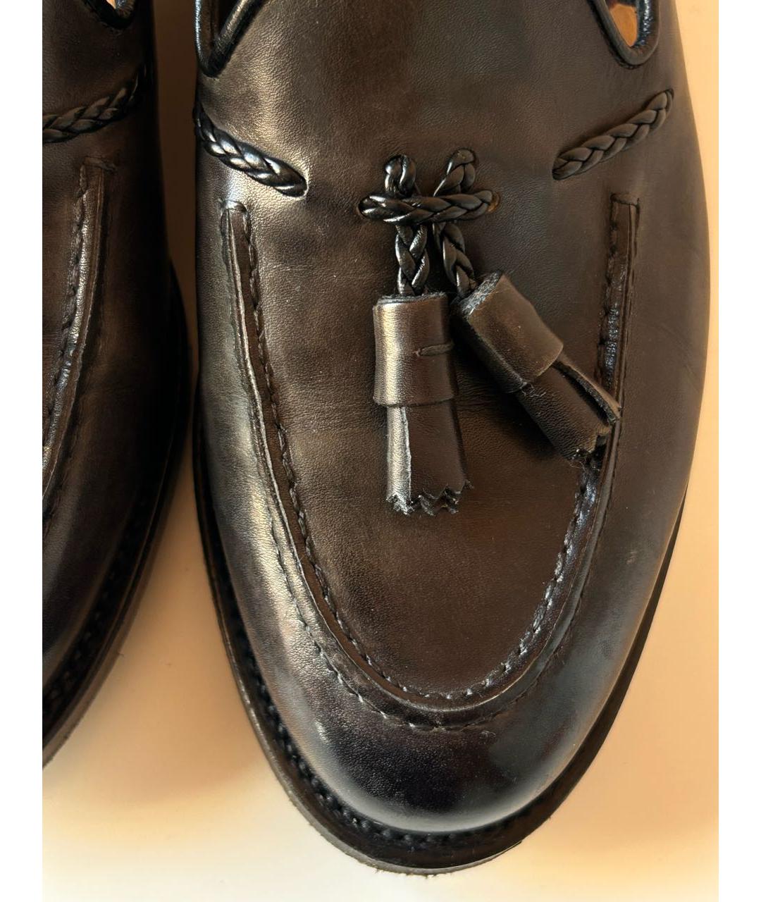 SANTONI Черные кожаные лоферы, фото 6
