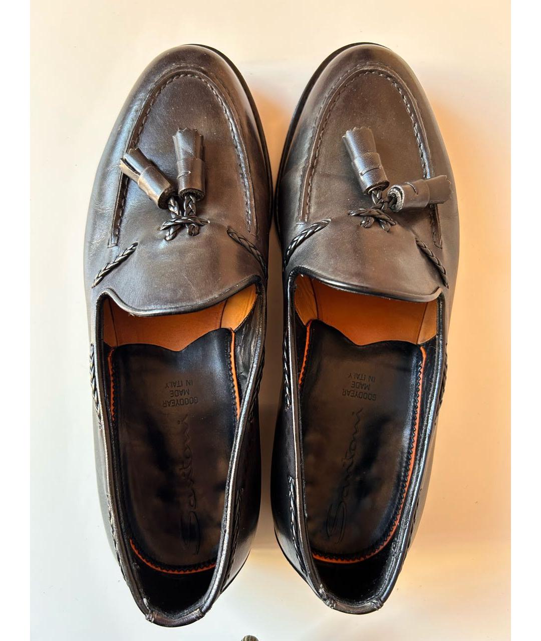 SANTONI Черные кожаные лоферы, фото 3
