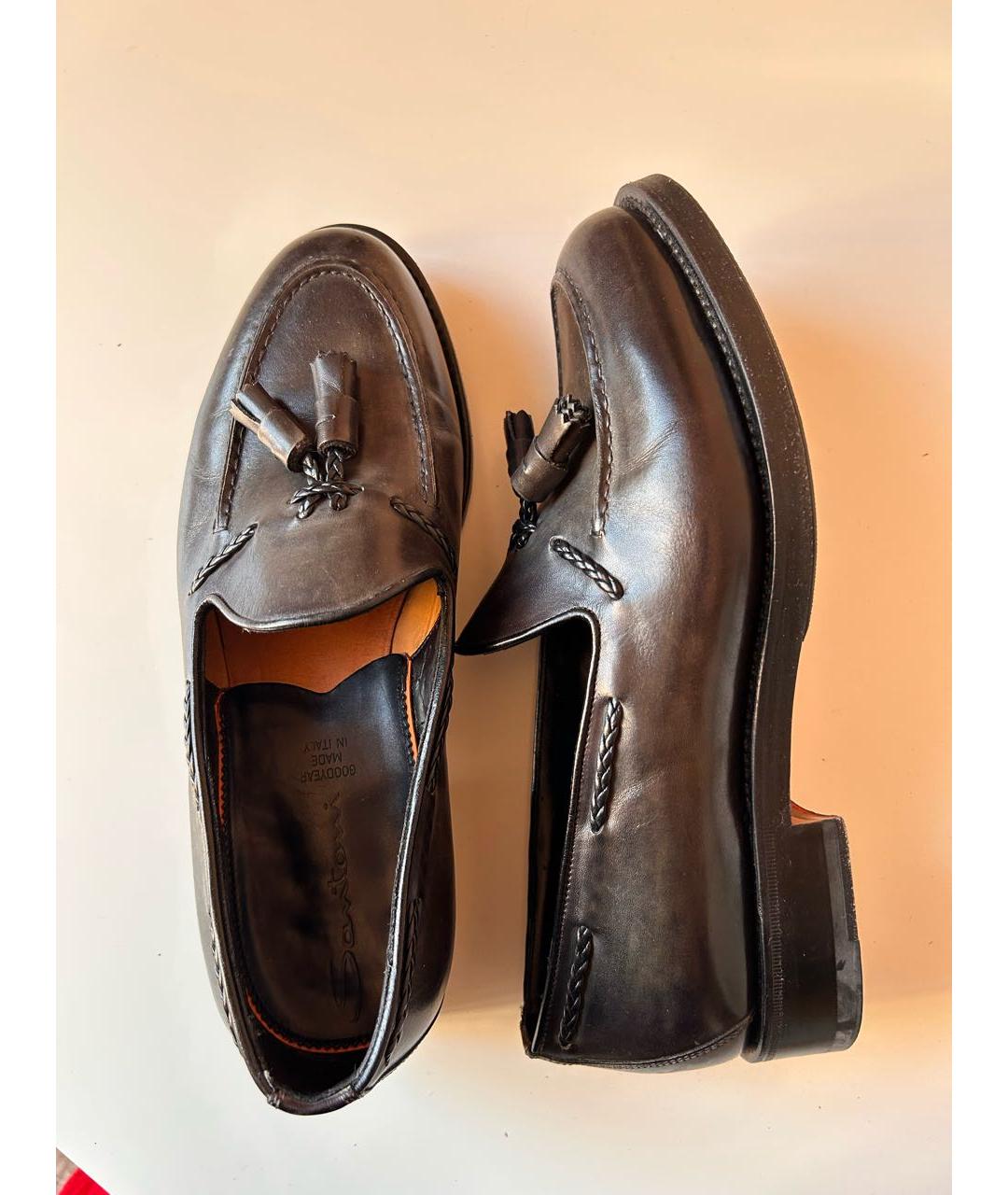 SANTONI Черные кожаные лоферы, фото 9