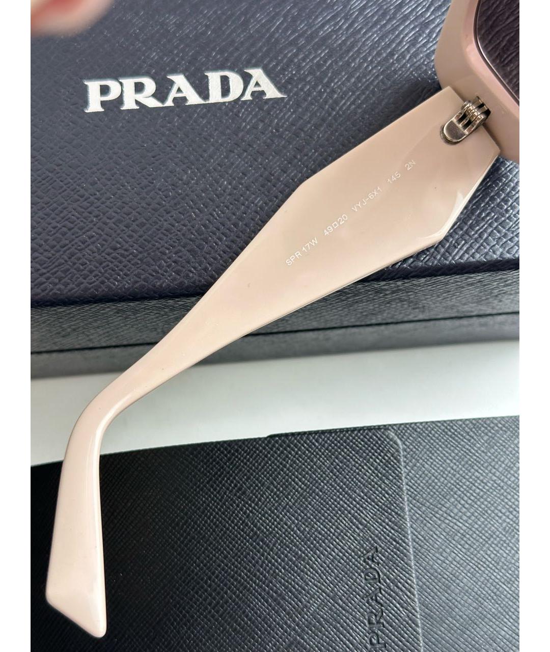 PRADA Бежевые пластиковые солнцезащитные очки, фото 3