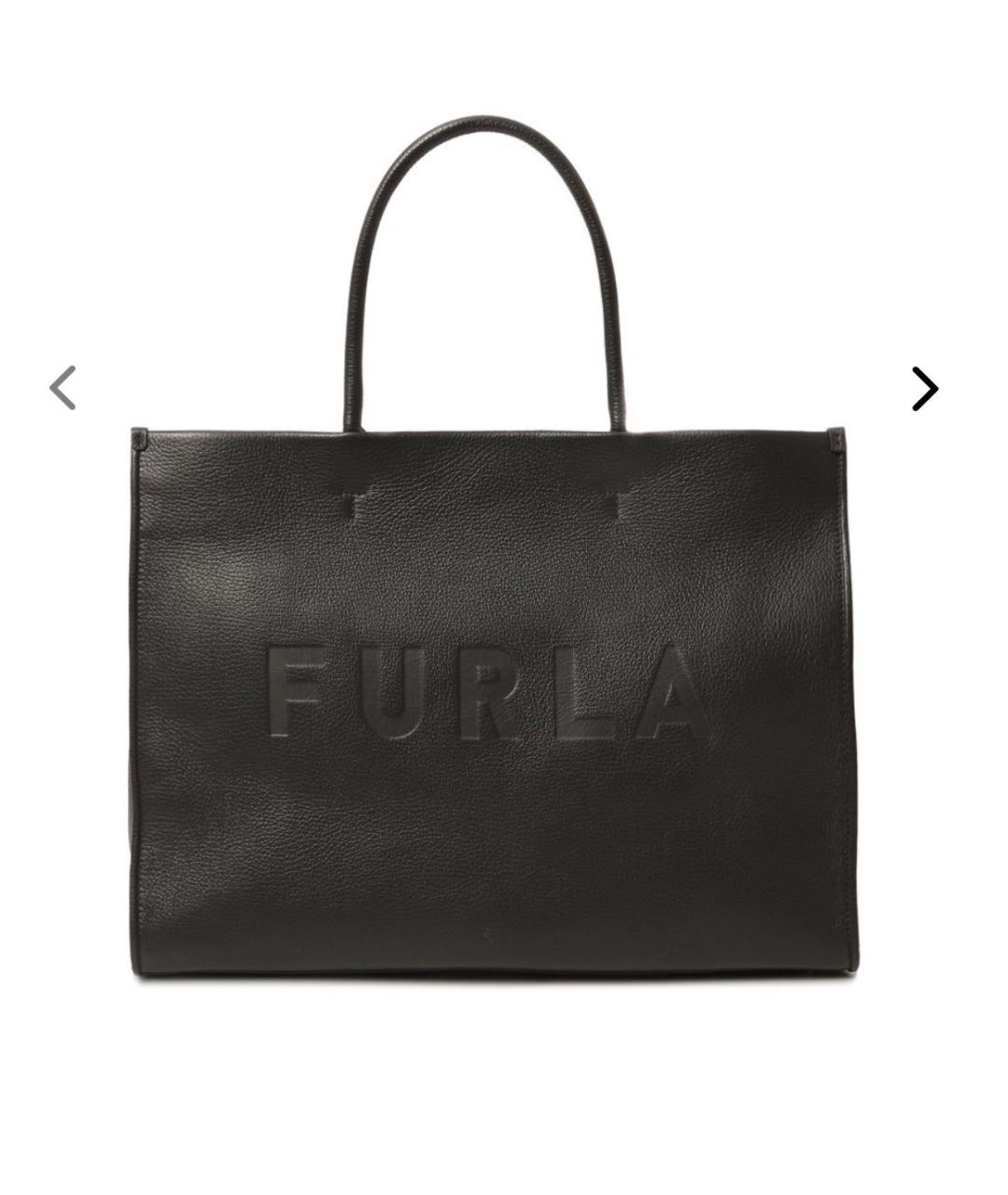 FURLA Черная кожаная сумка тоут, фото 5