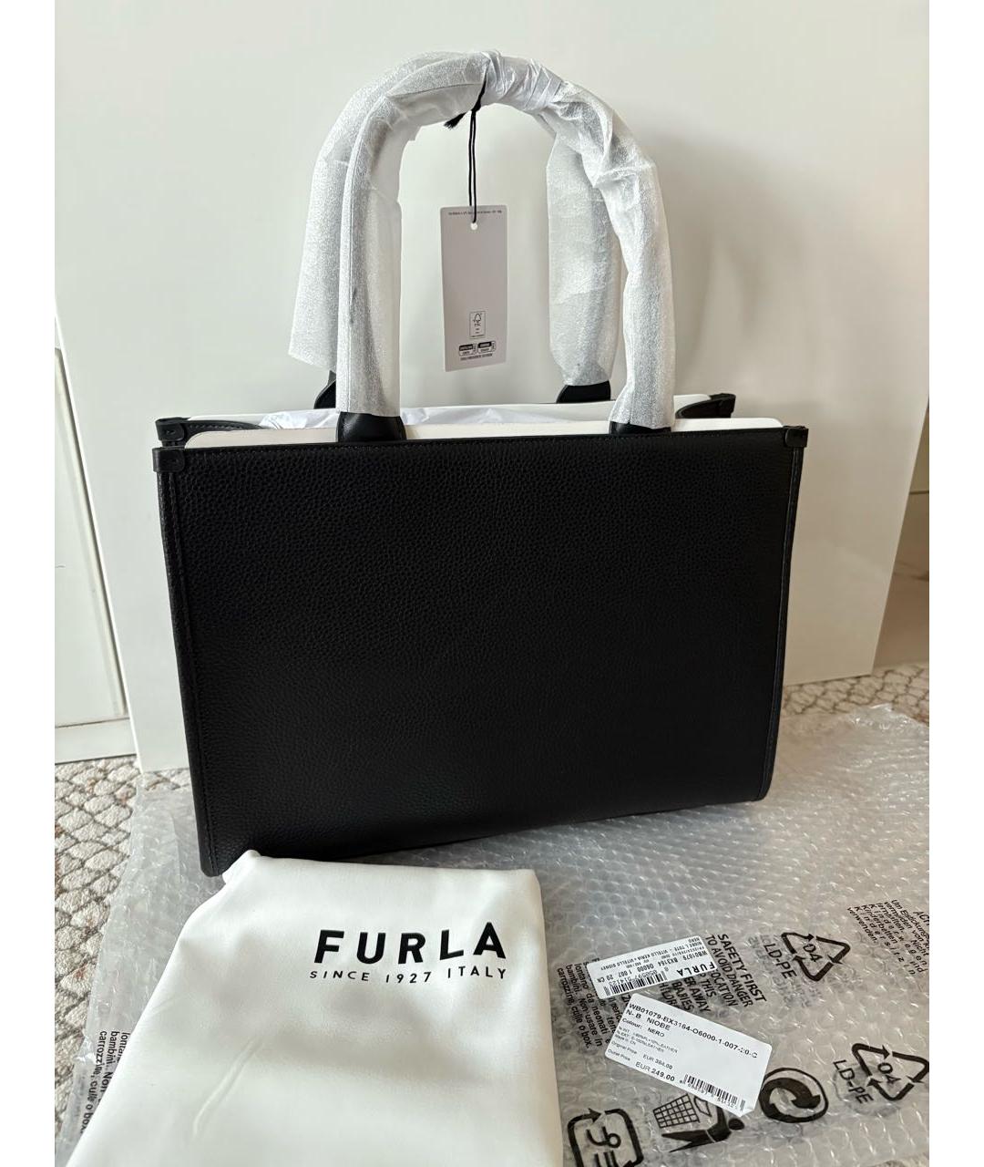 FURLA Черная кожаная сумка тоут, фото 3