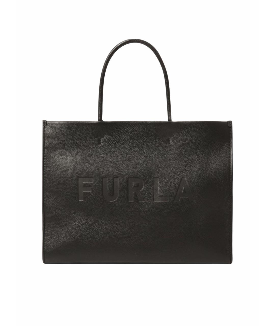 FURLA Черная кожаная сумка тоут, фото 1