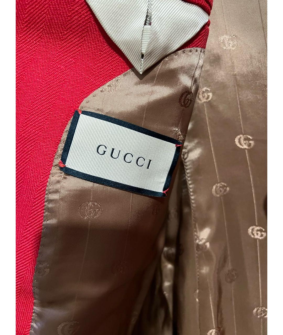 GUCCI Красный шерстяной жакет/пиджак, фото 5