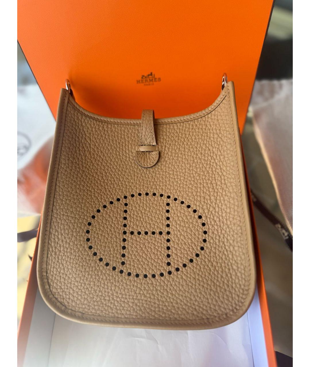 HERMES Коричневая кожаная сумка через плечо, фото 4
