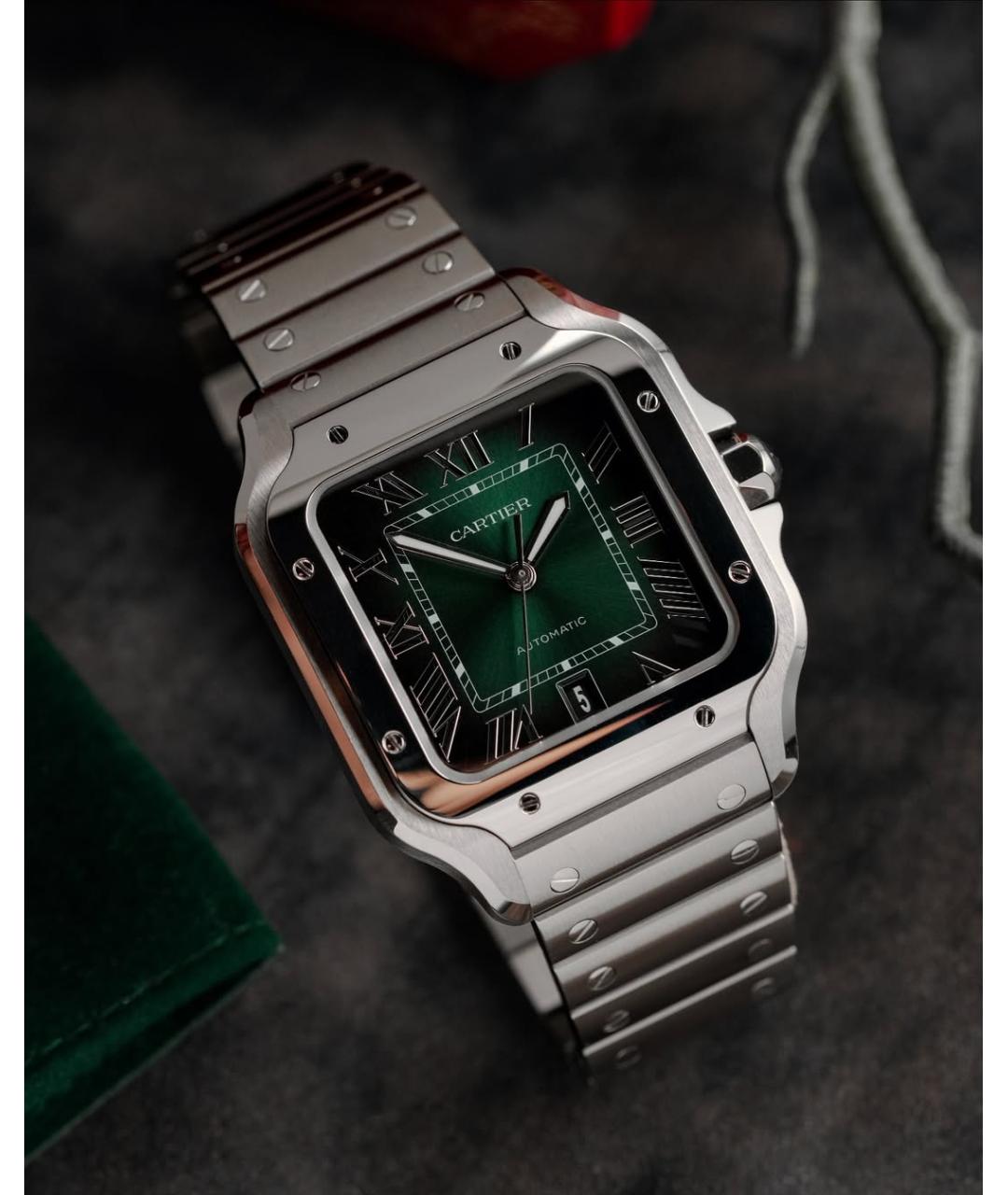 CARTIER Зеленые часы, фото 2