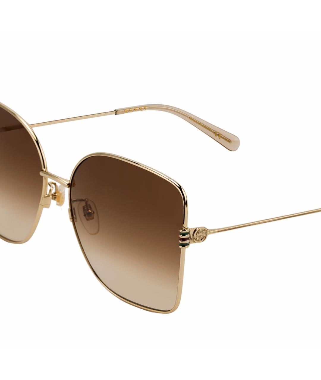 GUCCI Золотые металлические солнцезащитные очки, фото 5