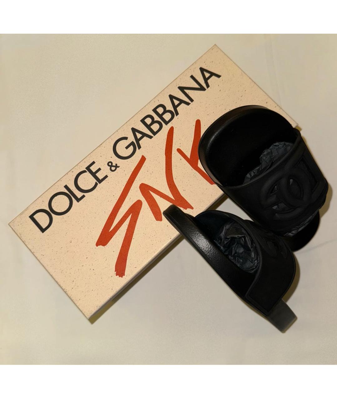 DOLCE&GABBANA Черные резиновые шлепанцы, фото 3