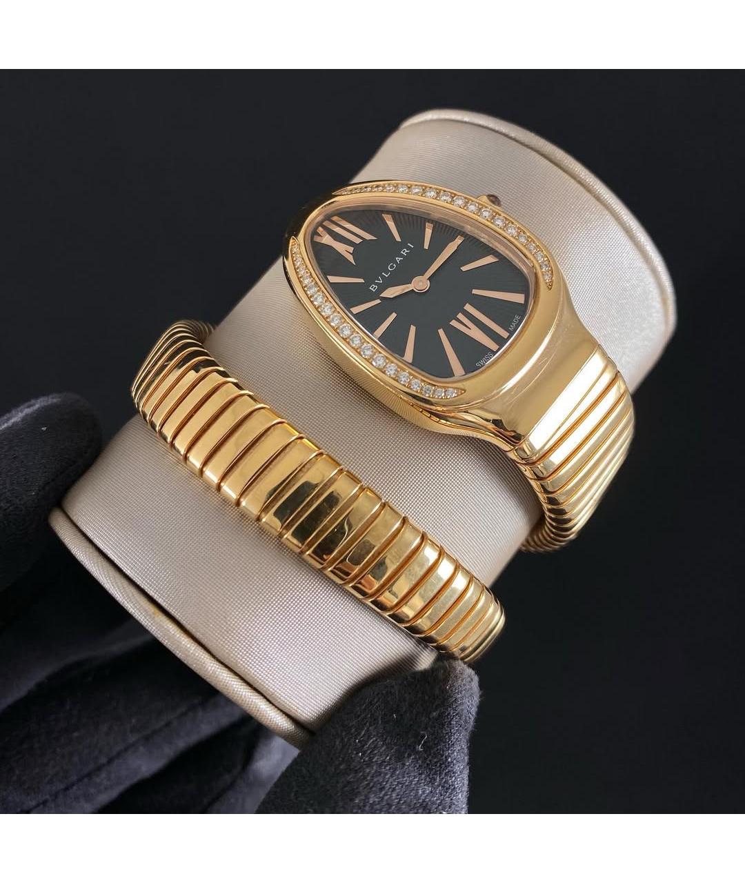 BVLGARI Черные часы из розового золота, фото 2