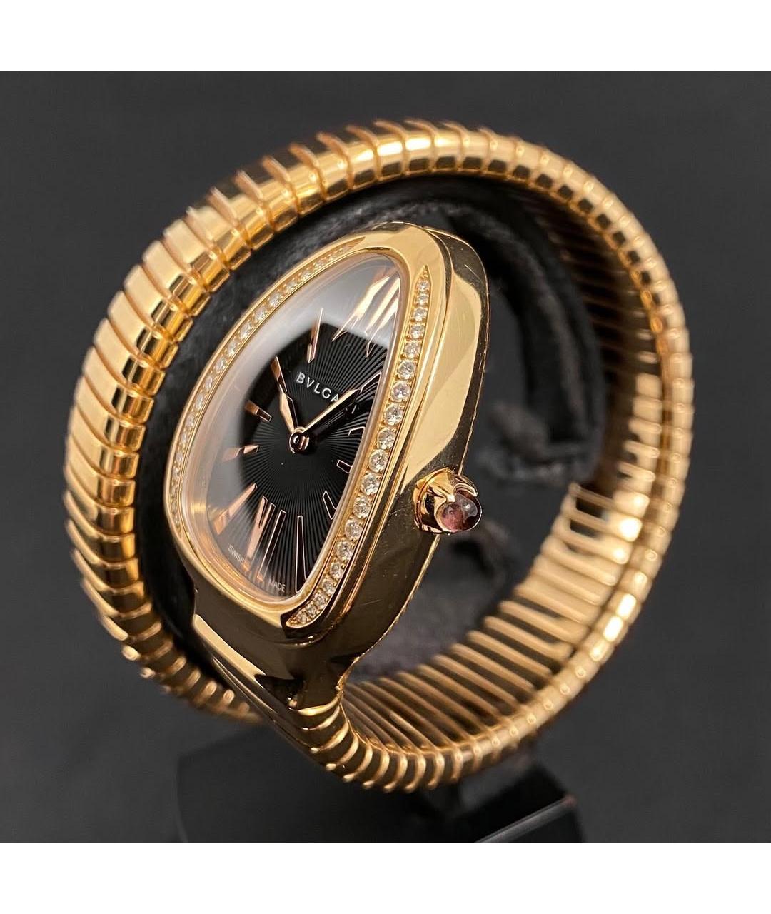 BVLGARI Черные часы из розового золота, фото 4