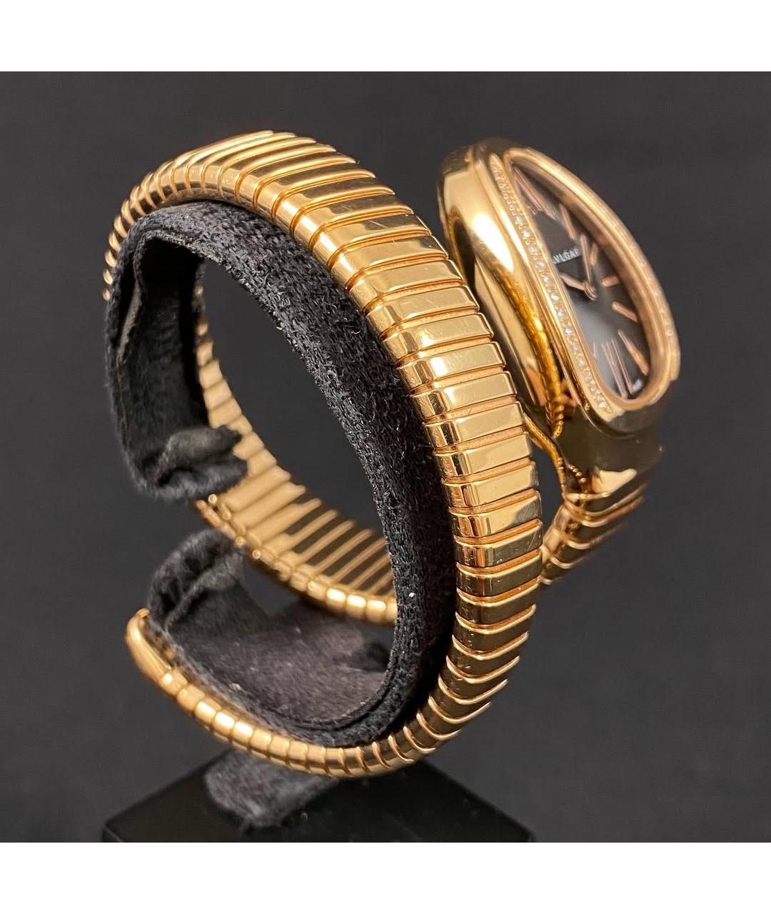 BVLGARI Черные часы из розового золота, фото 5