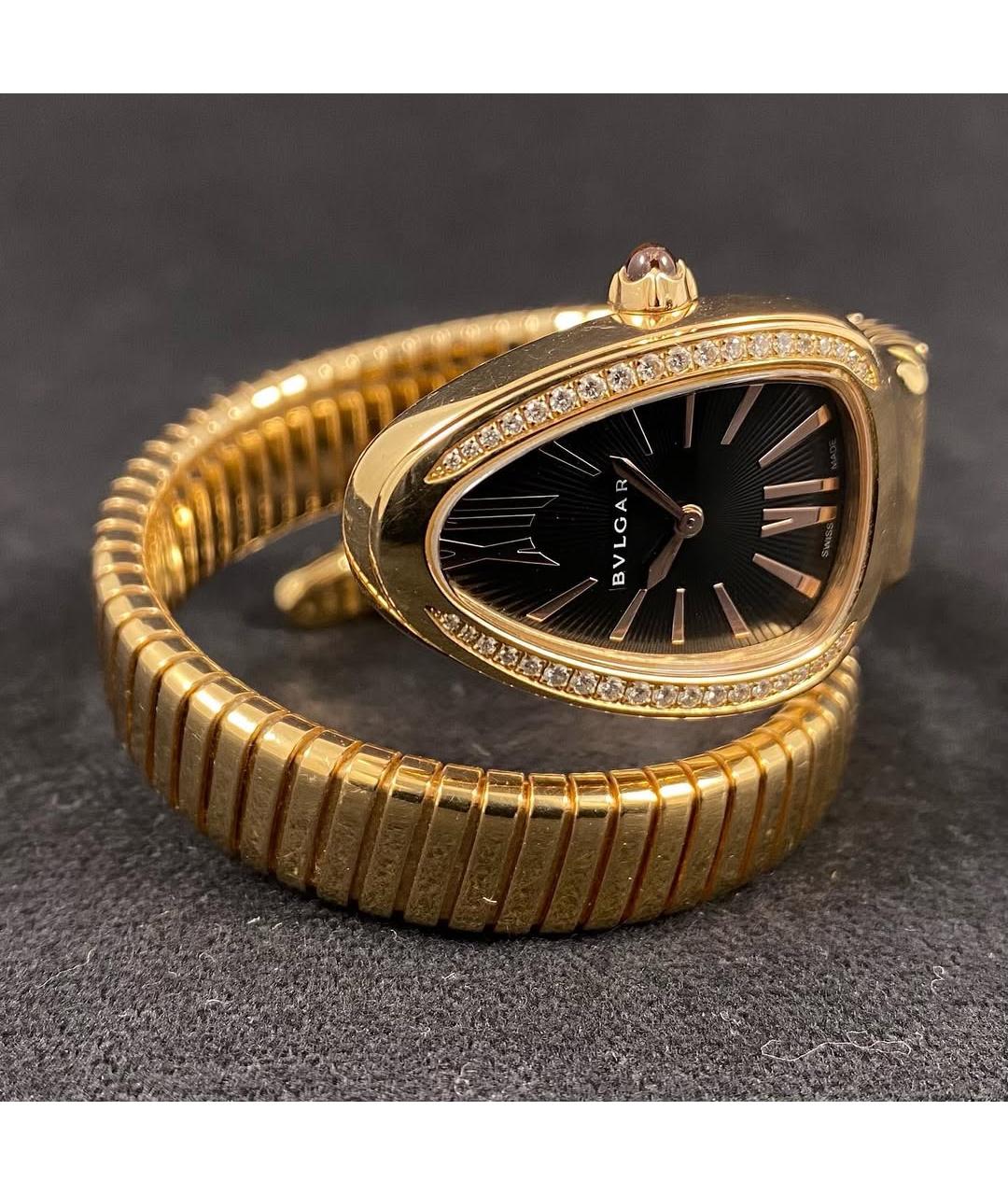 BVLGARI Черные часы из розового золота, фото 3