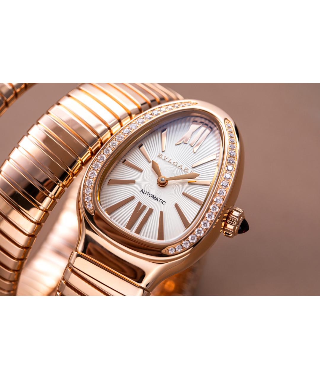 BVLGARI Белые часы из розового золота, фото 2