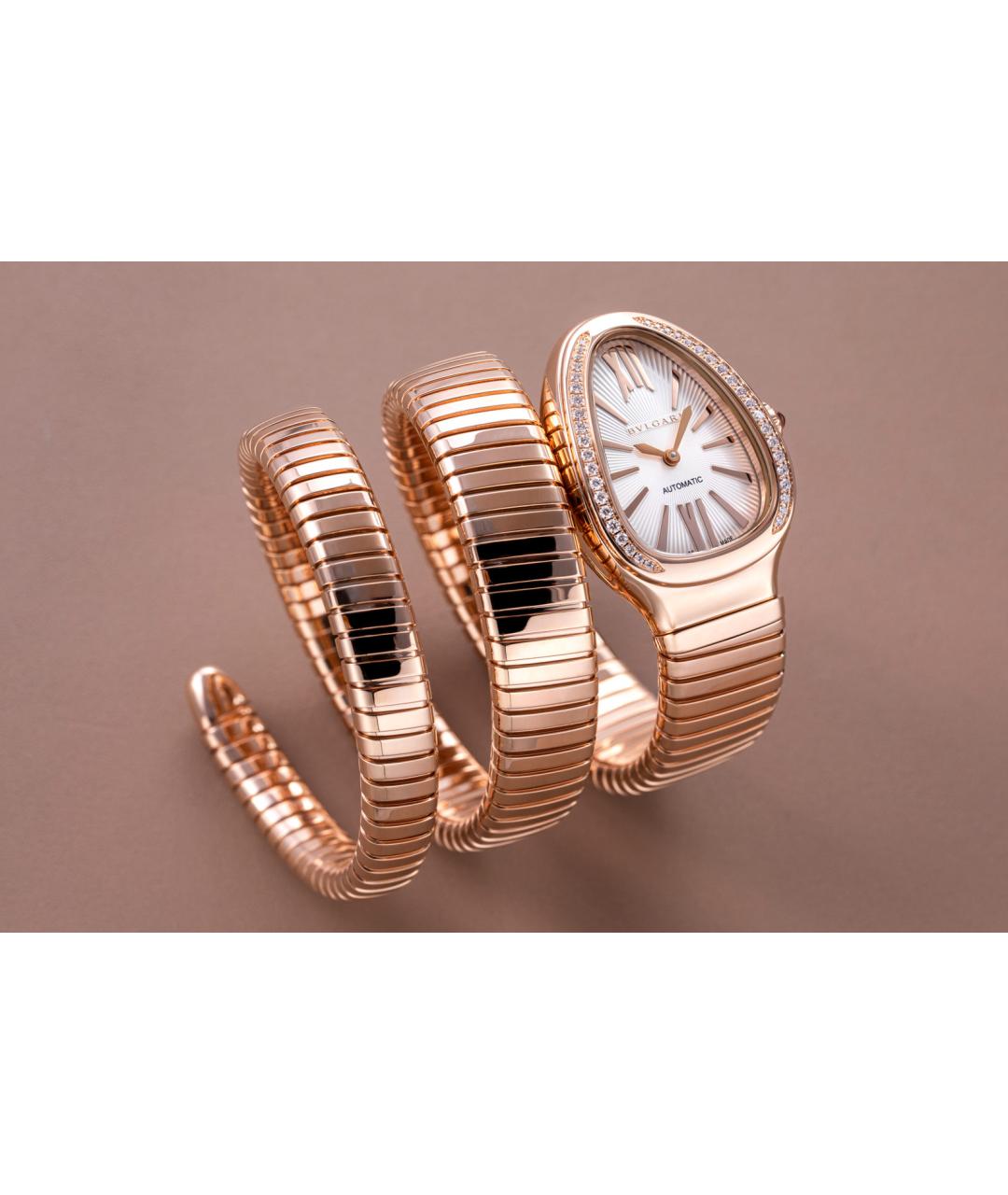 BVLGARI Белые часы из розового золота, фото 3