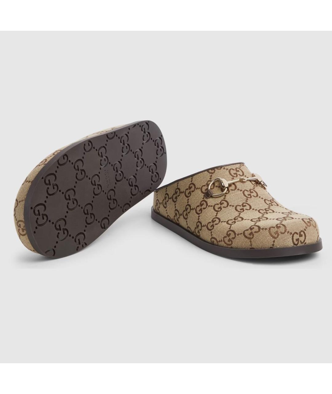 GUCCI Бежевые текстильные мюли, фото 7