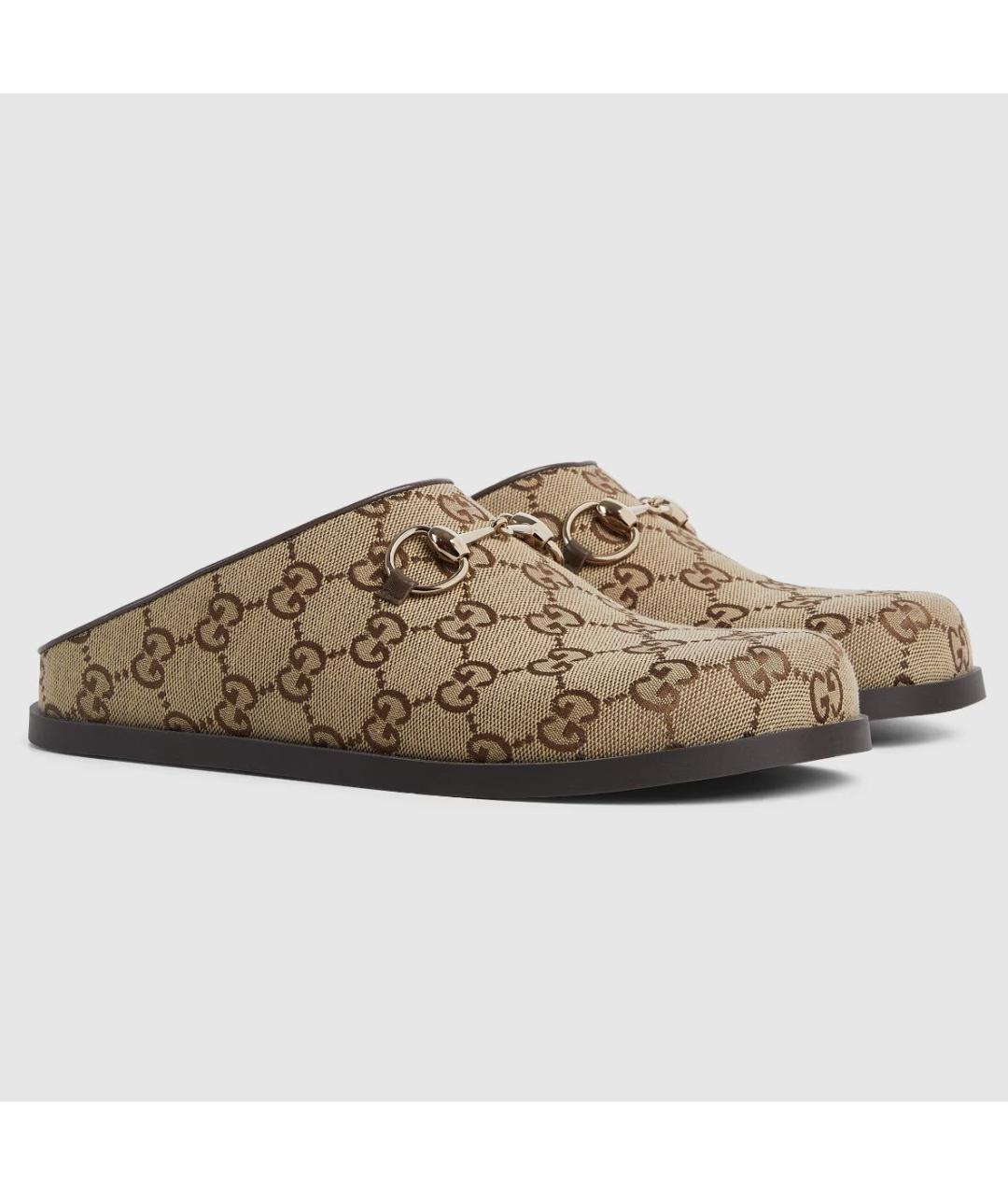GUCCI Бежевые текстильные мюли, фото 2