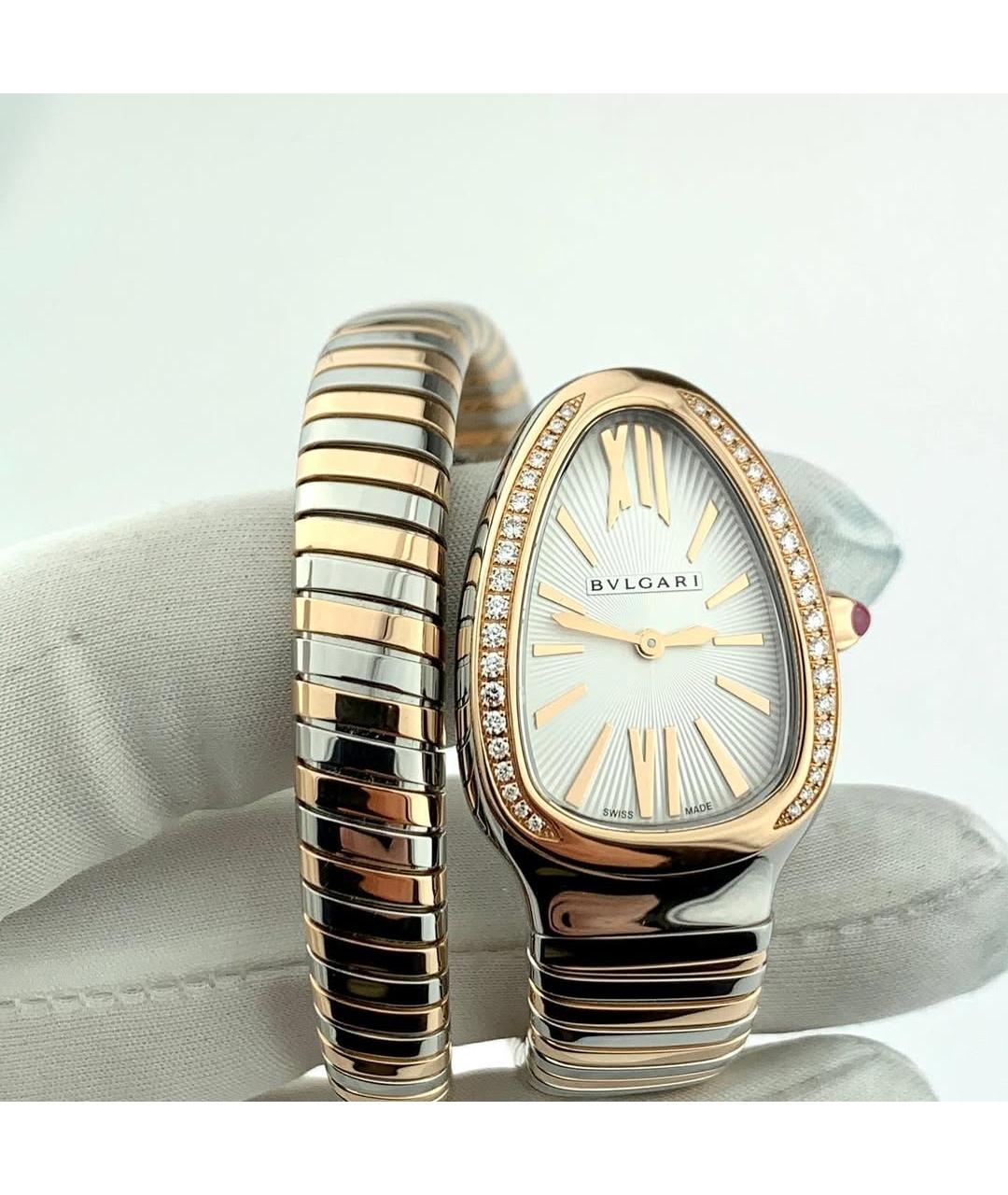 BVLGARI Белые часы из розового золота, фото 7