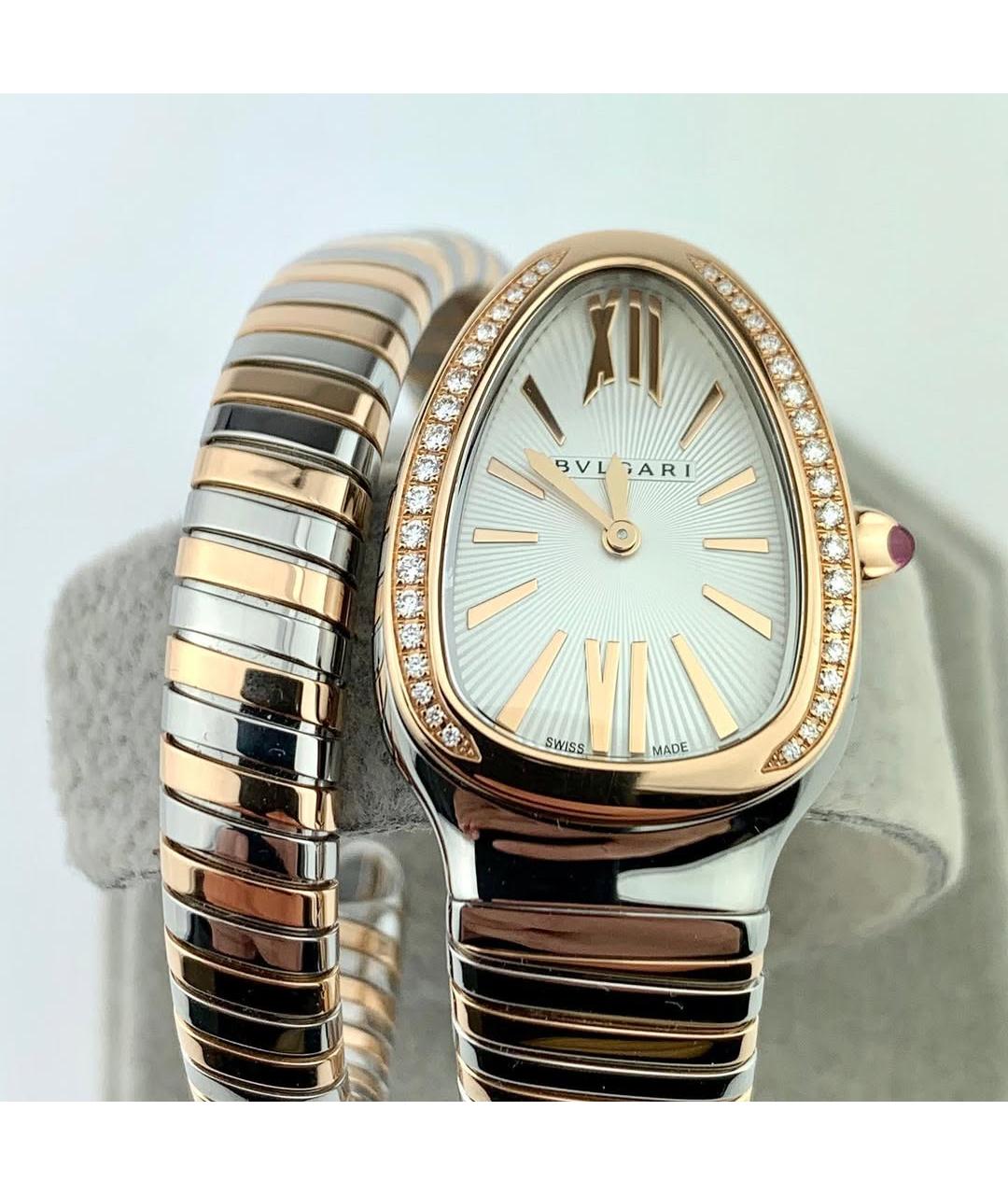 BVLGARI Белые часы из розового золота, фото 2