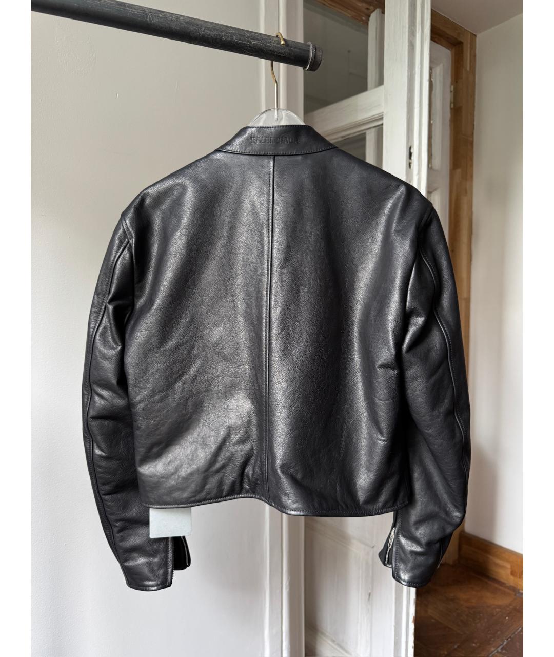 BALENCIAGA Черная кожаная куртка, фото 2