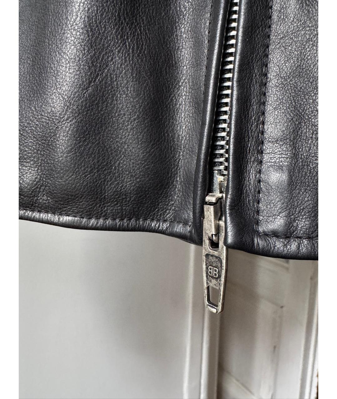 BALENCIAGA Черная кожаная куртка, фото 4