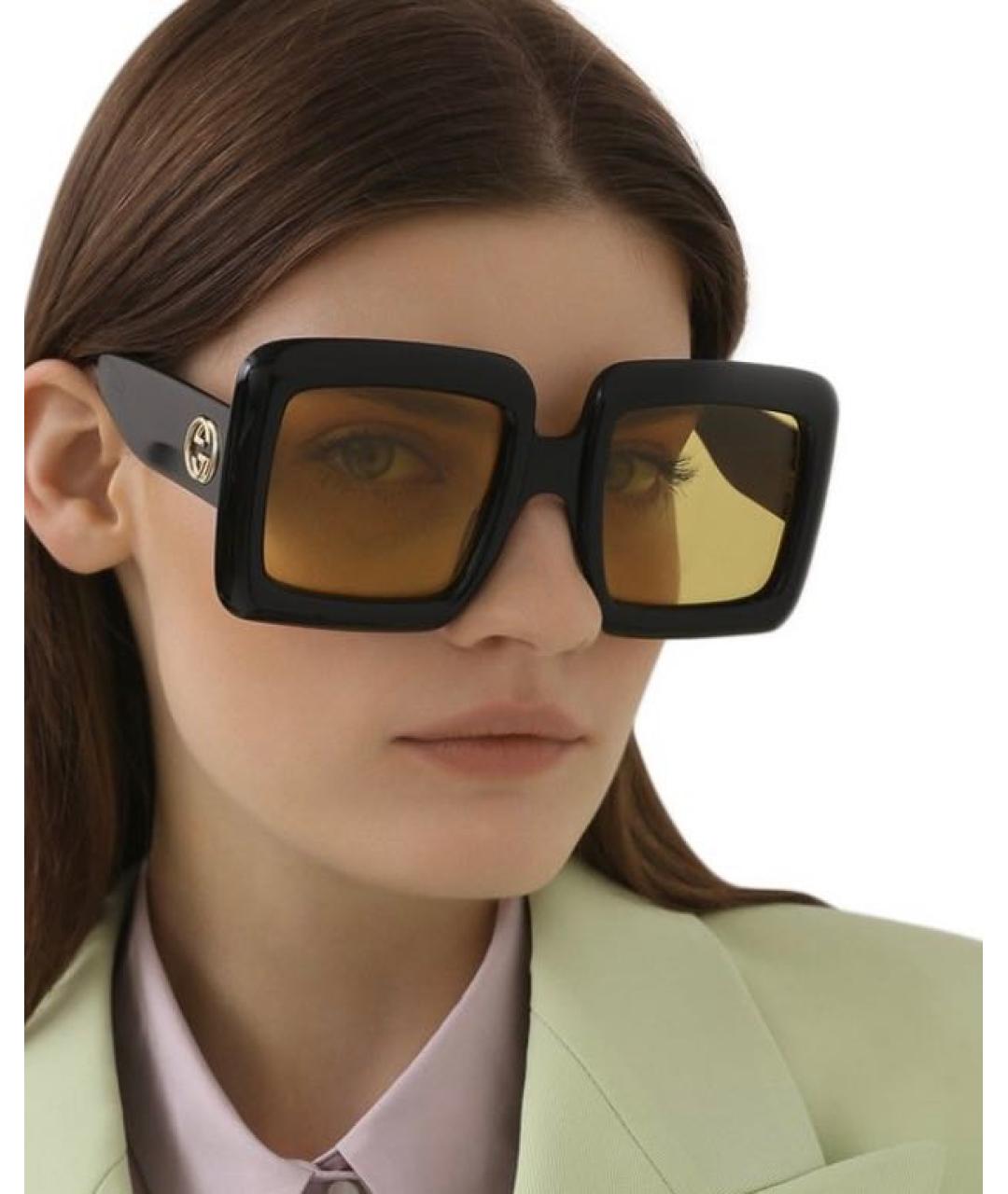 GUCCI Антрацитовые пластиковые солнцезащитные очки, фото 5