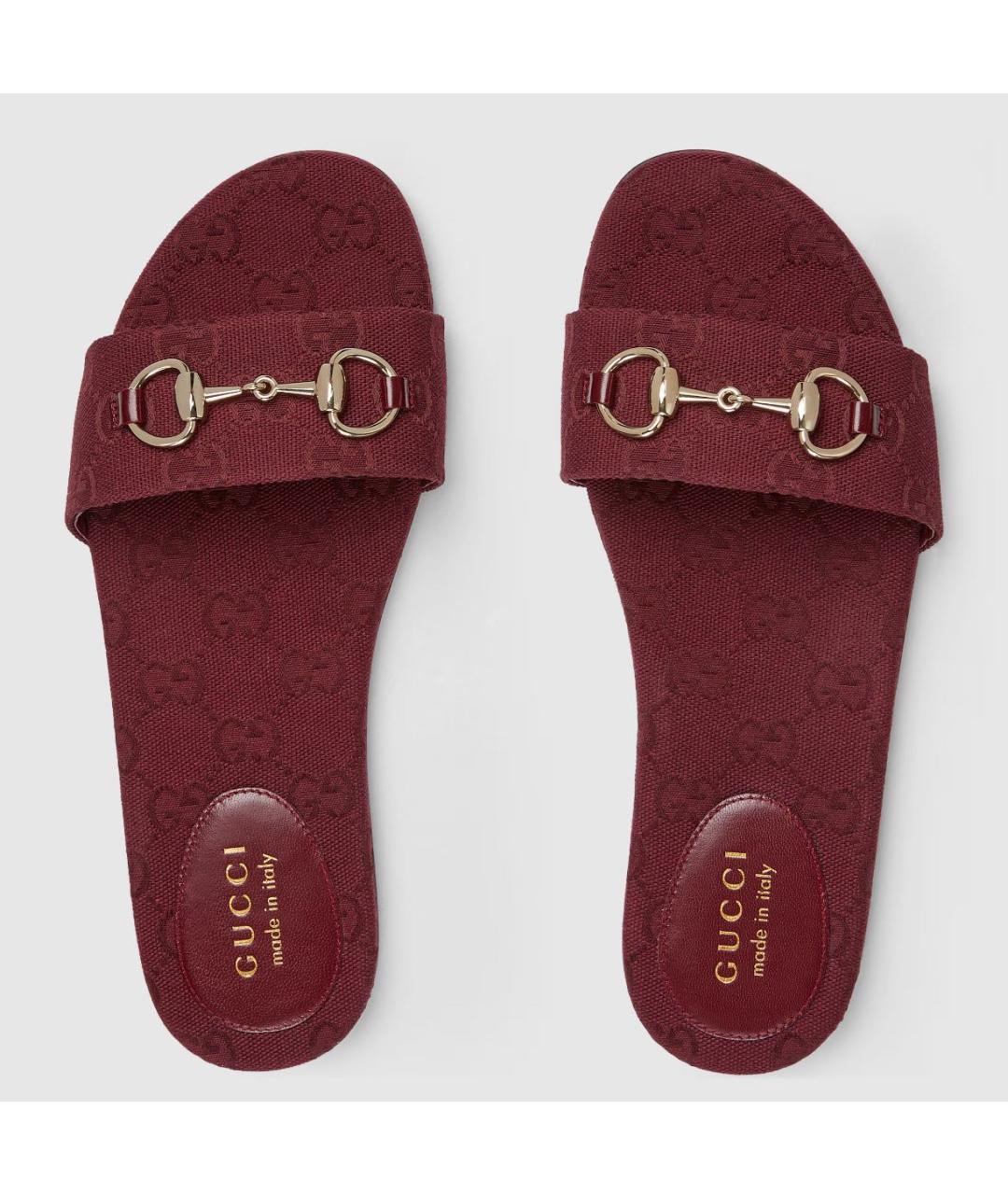 GUCCI Бордовые текстильные мюли, фото 4