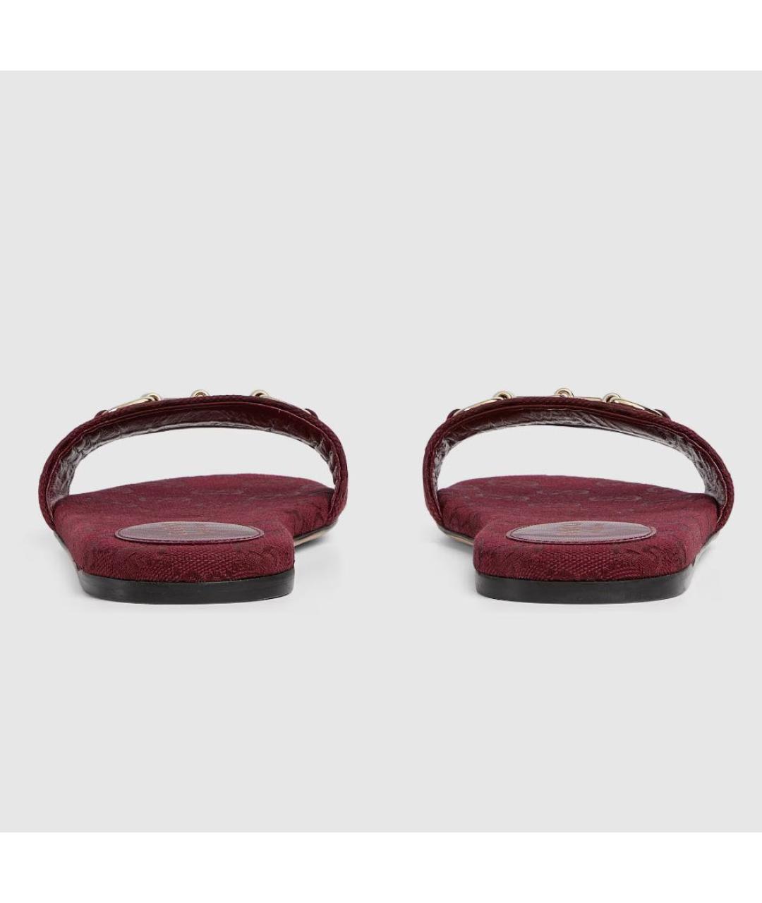 GUCCI Бордовые текстильные мюли, фото 3