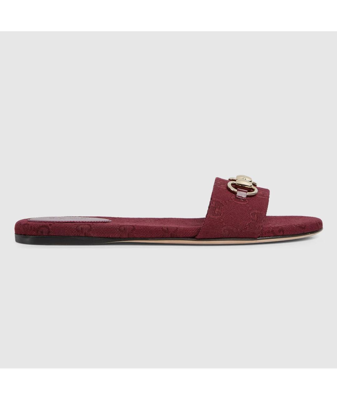 GUCCI Бордовые текстильные мюли, фото 6