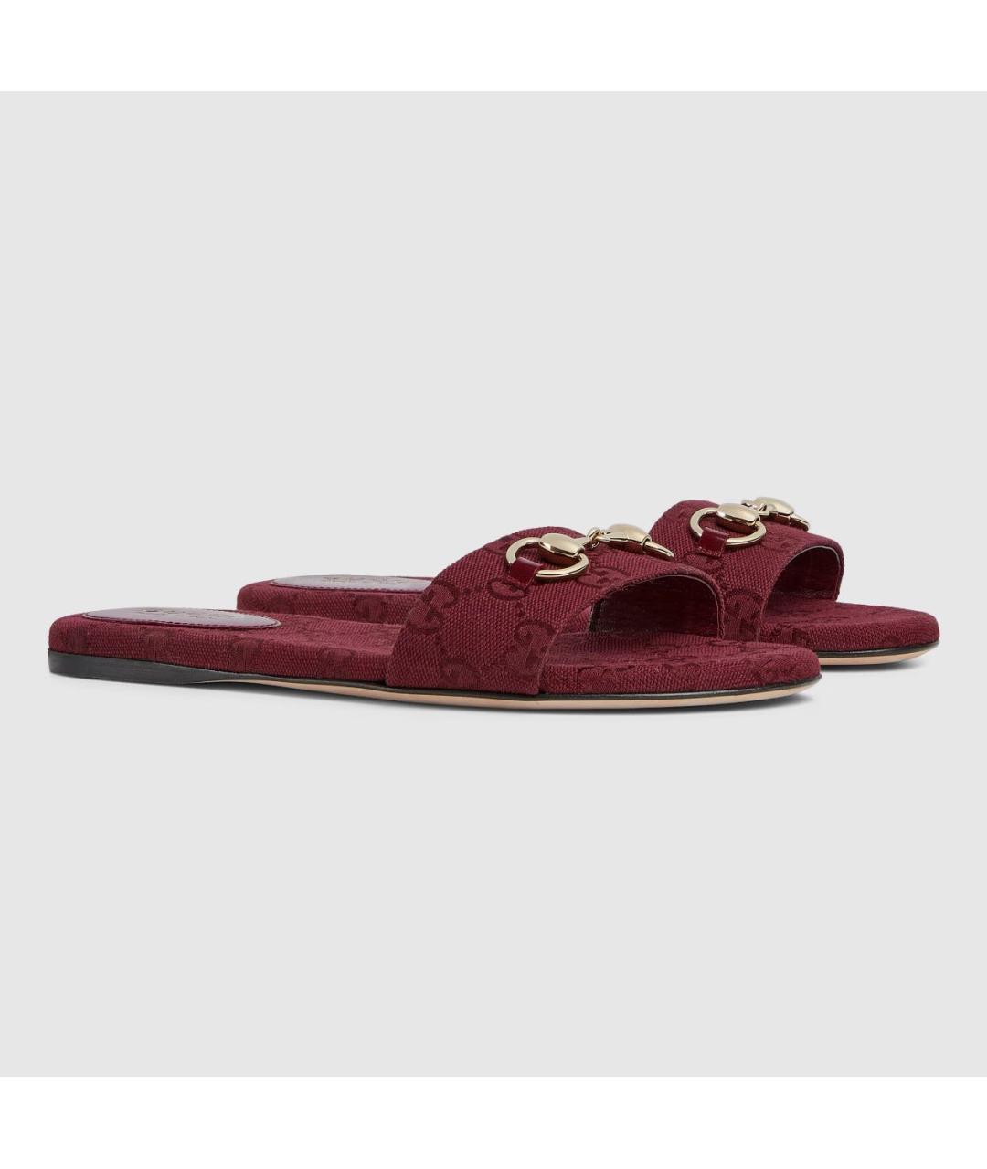 GUCCI Бордовые текстильные мюли, фото 2