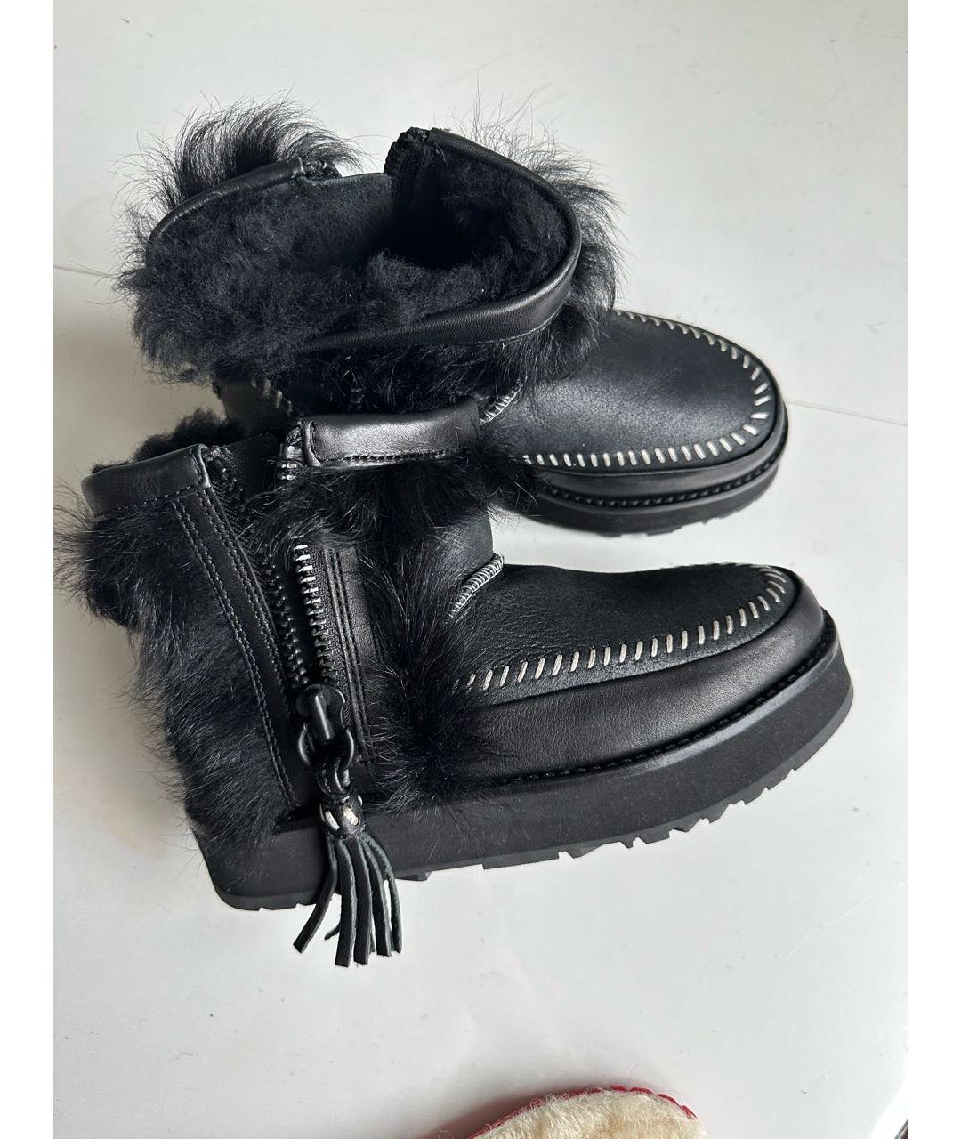 UGG AUSTRALIA Черные кожаные ботинки, фото 4