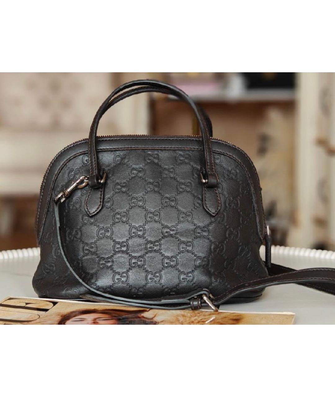 GUCCI Коричневая кожаная сумка с короткими ручками, фото 8