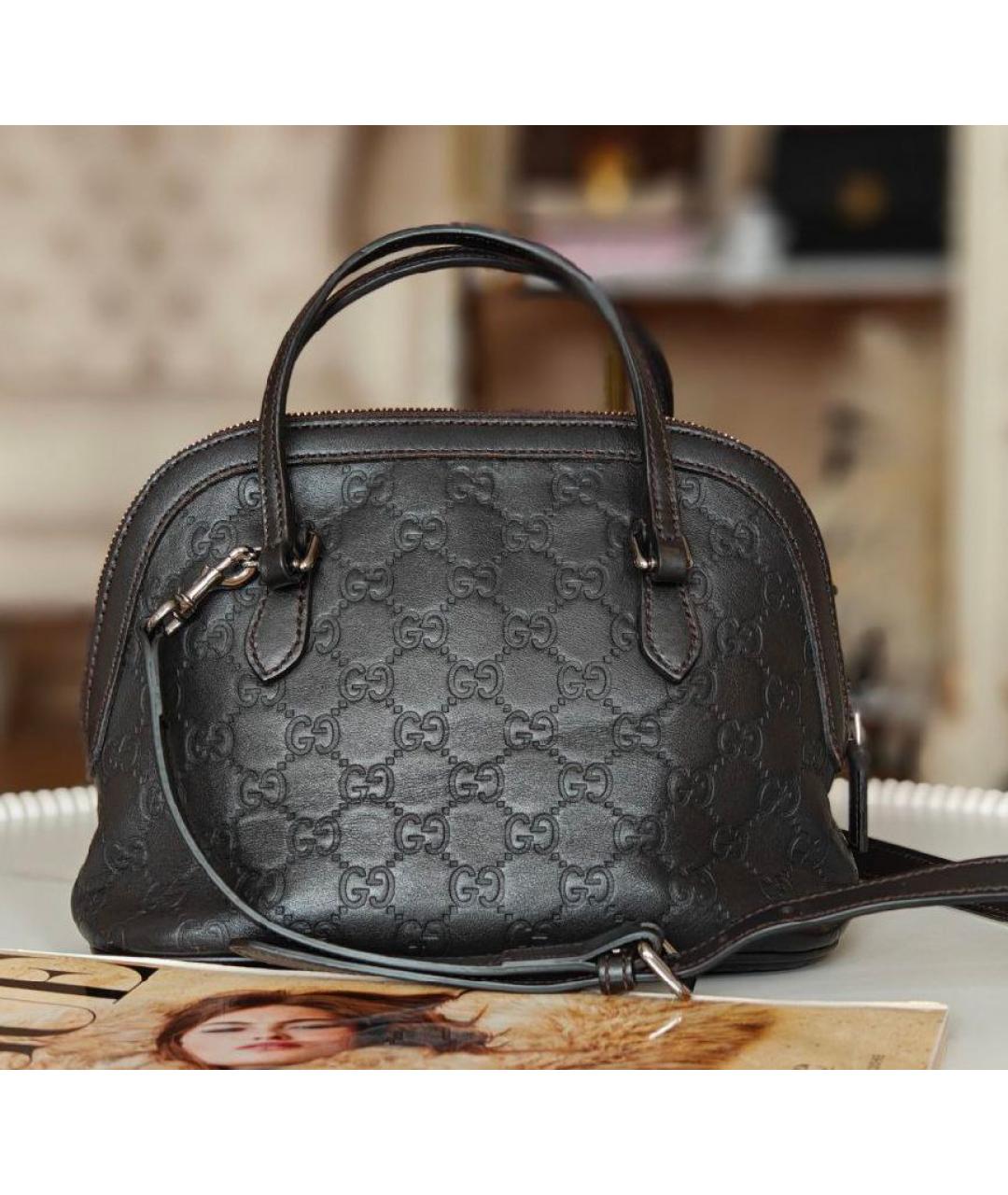 GUCCI Коричневая кожаная сумка с короткими ручками, фото 3