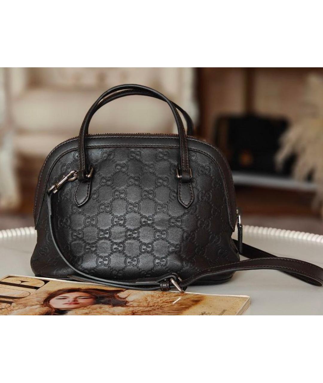 GUCCI Коричневая кожаная сумка с короткими ручками, фото 2