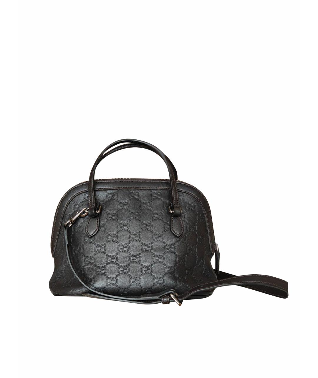 GUCCI Коричневая кожаная сумка с короткими ручками, фото 1