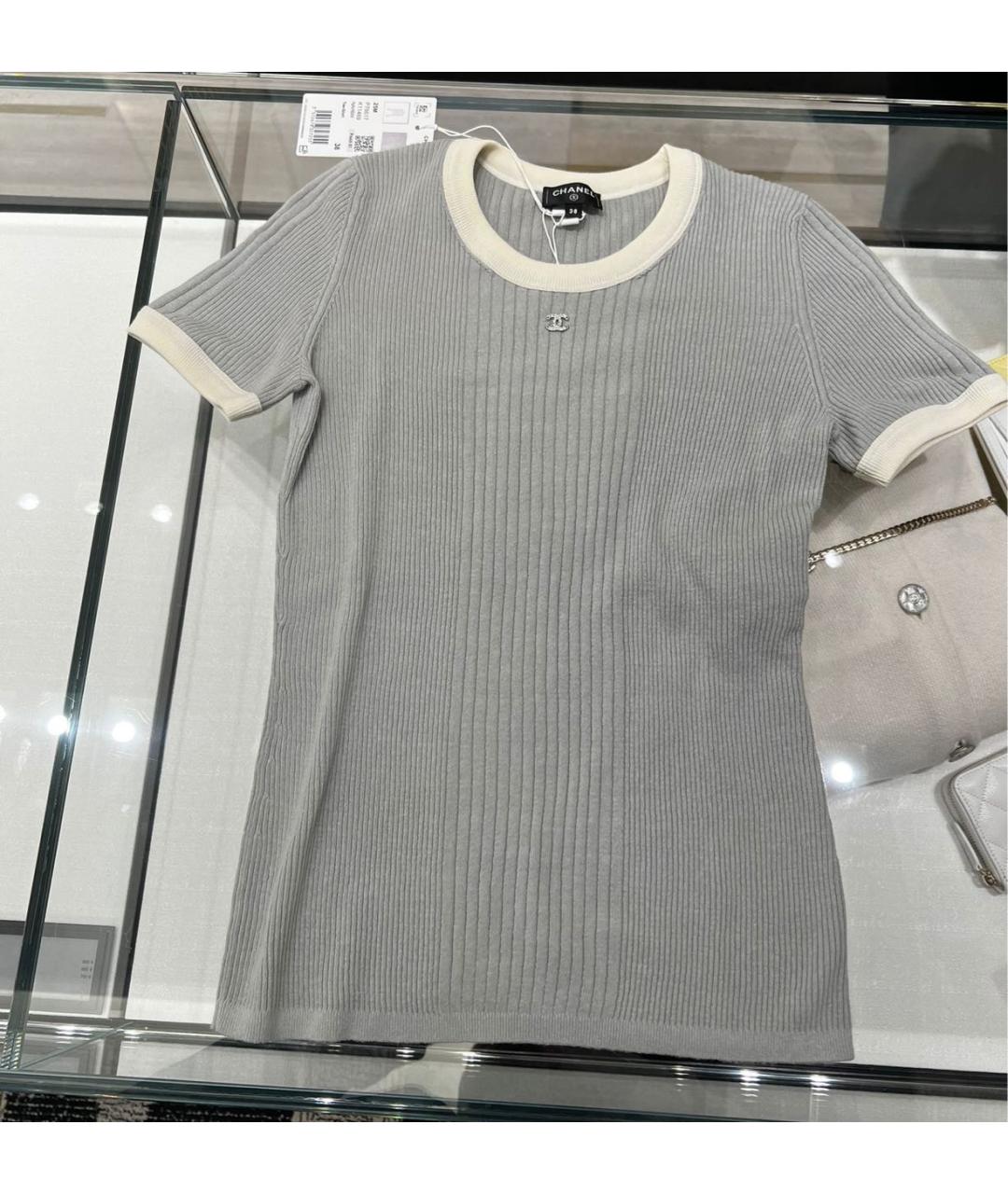 CHANEL Серая хлопковая футболка, фото 5