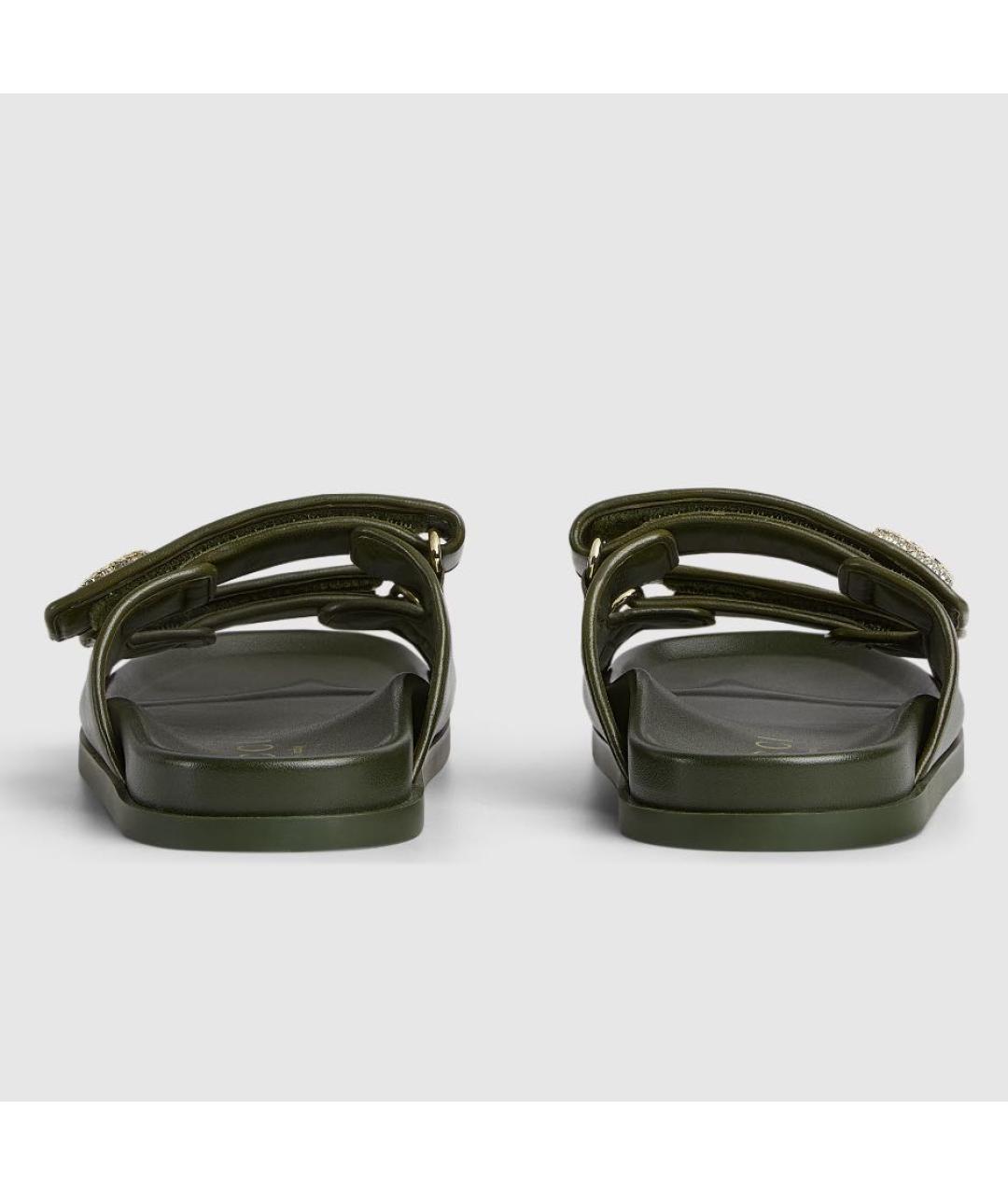 GUCCI Хаки кожаные сандалии, фото 4