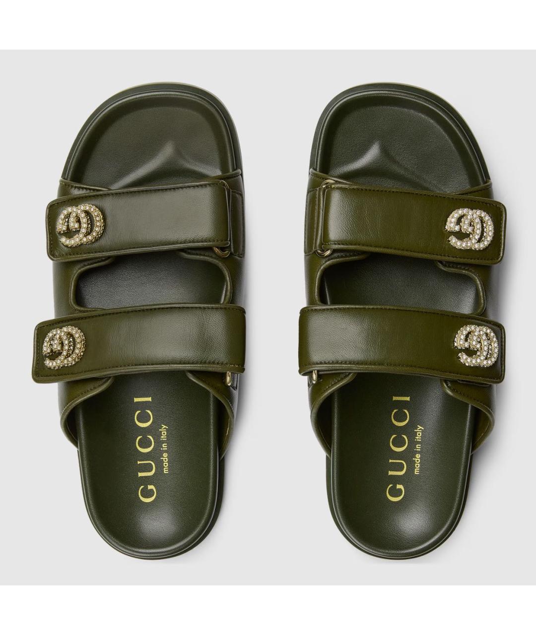 GUCCI Хаки кожаные сандалии, фото 5
