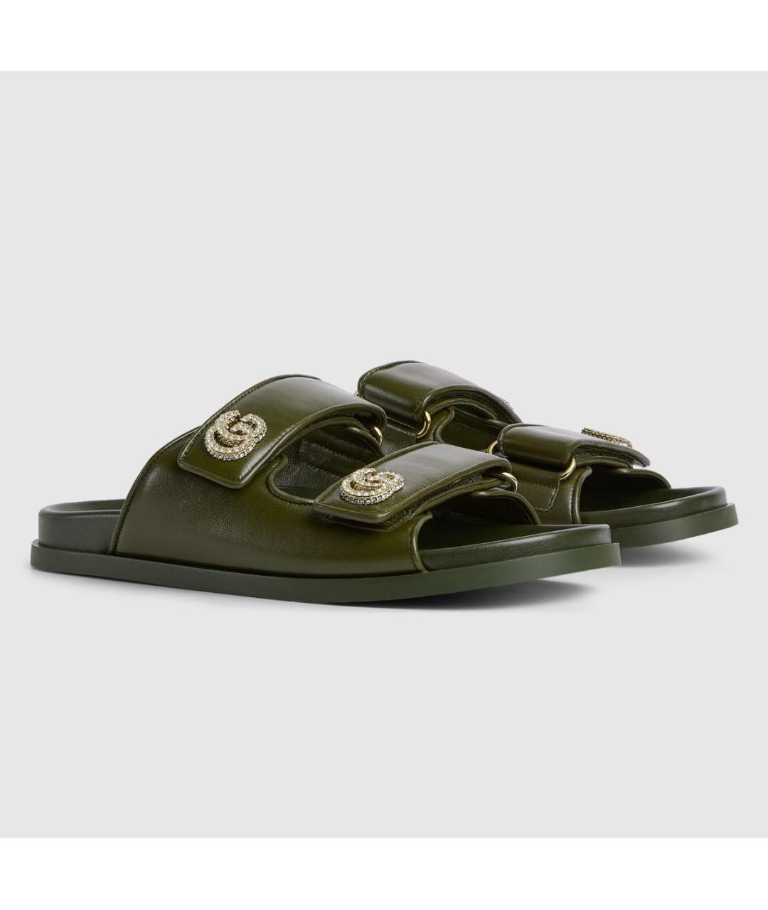 GUCCI Хаки кожаные сандалии, фото 2