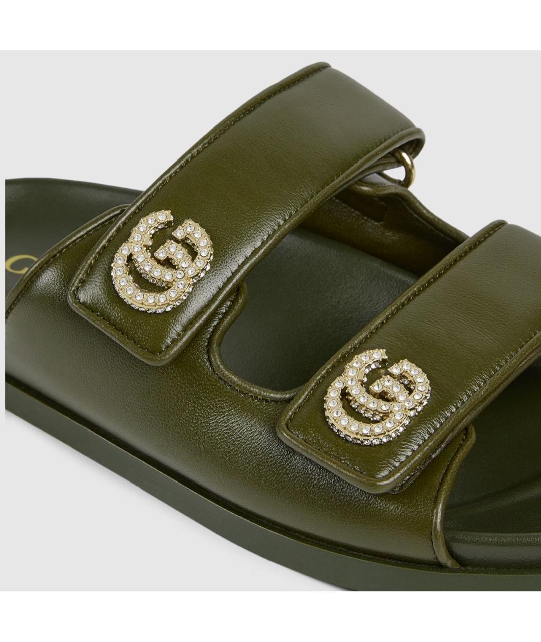 GUCCI Хаки кожаные сандалии, фото 3