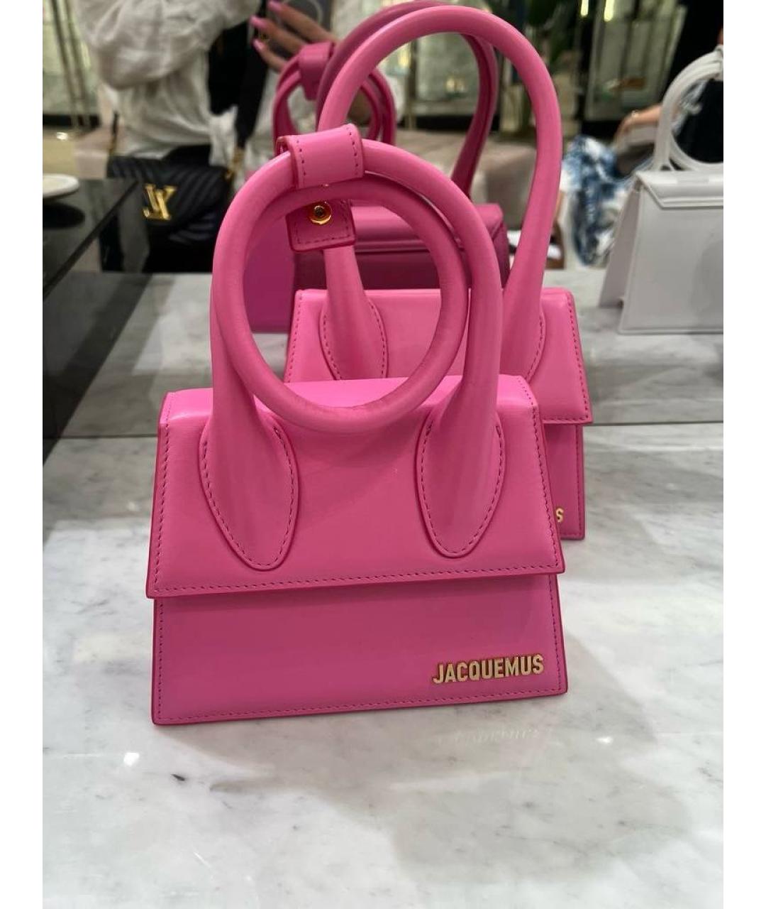 JACQUEMUS Фуксия кожаная сумка с короткими ручками, фото 7