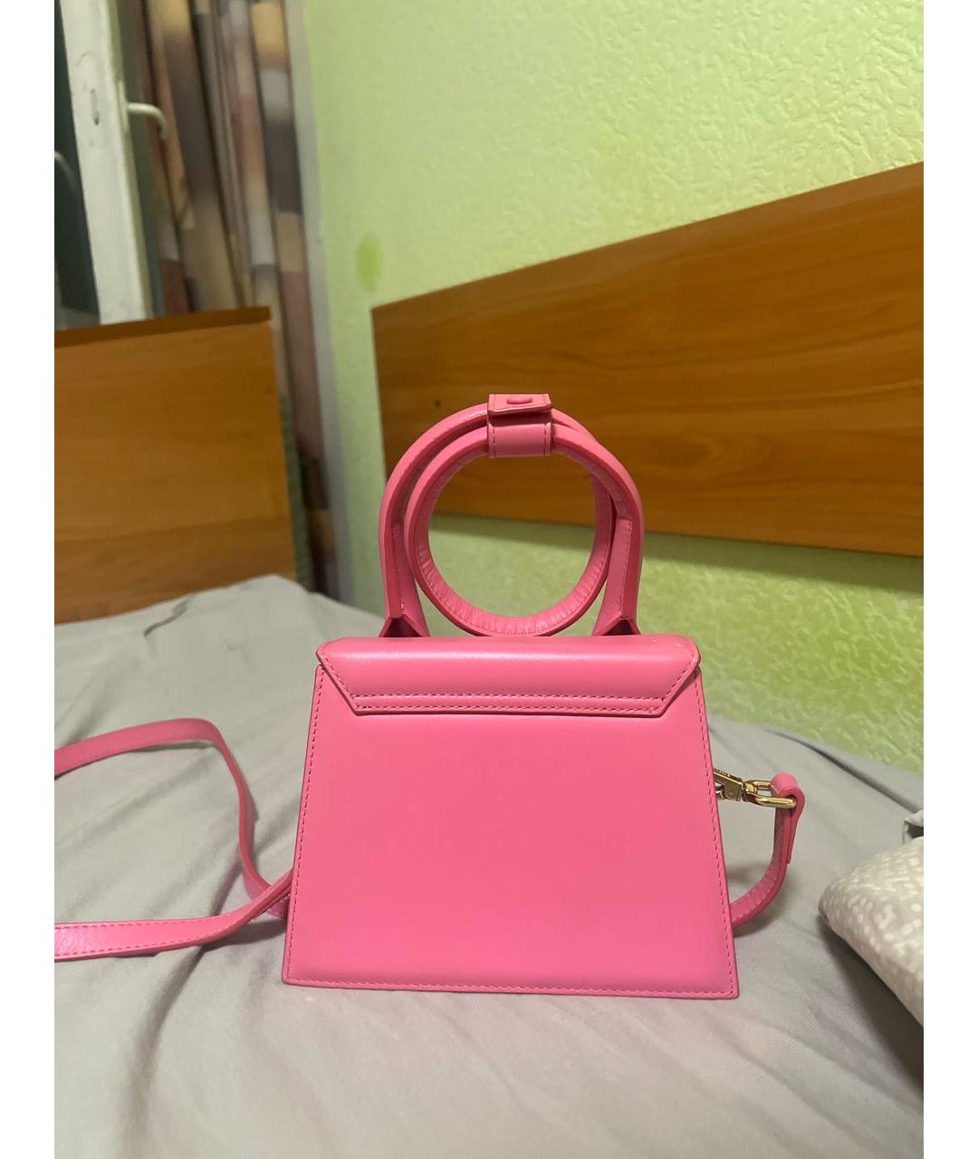 JACQUEMUS Фуксия кожаная сумка с короткими ручками, фото 3