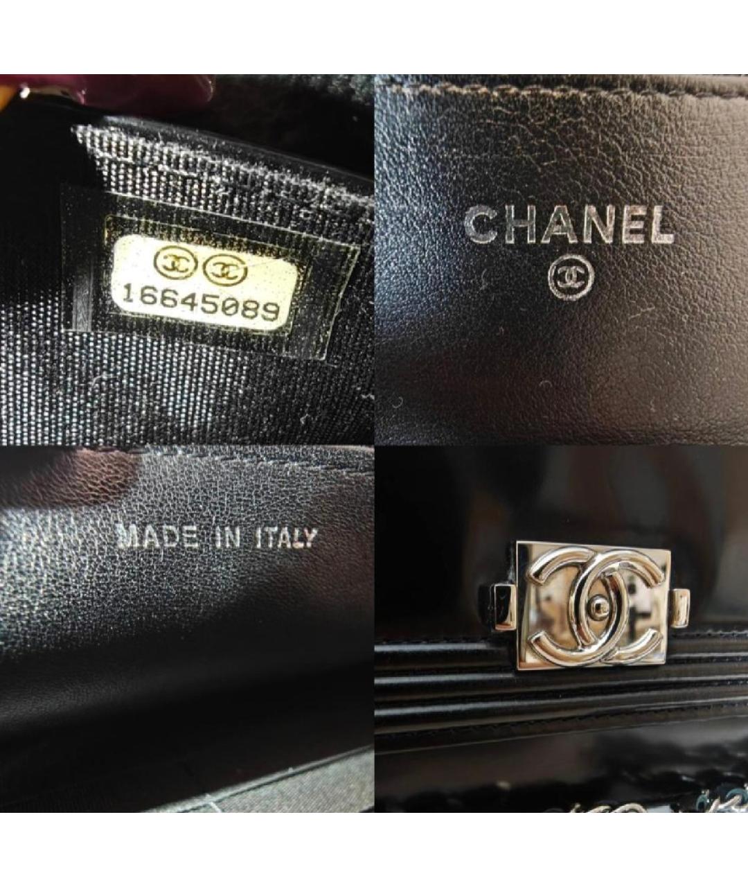 CHANEL Черная сумка через плечо из лакированной кожи, фото 5
