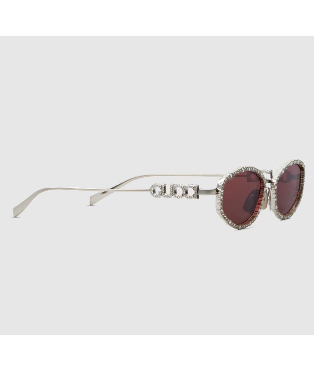 GUCCI Серебряные металлические солнцезащитные очки, фото 2