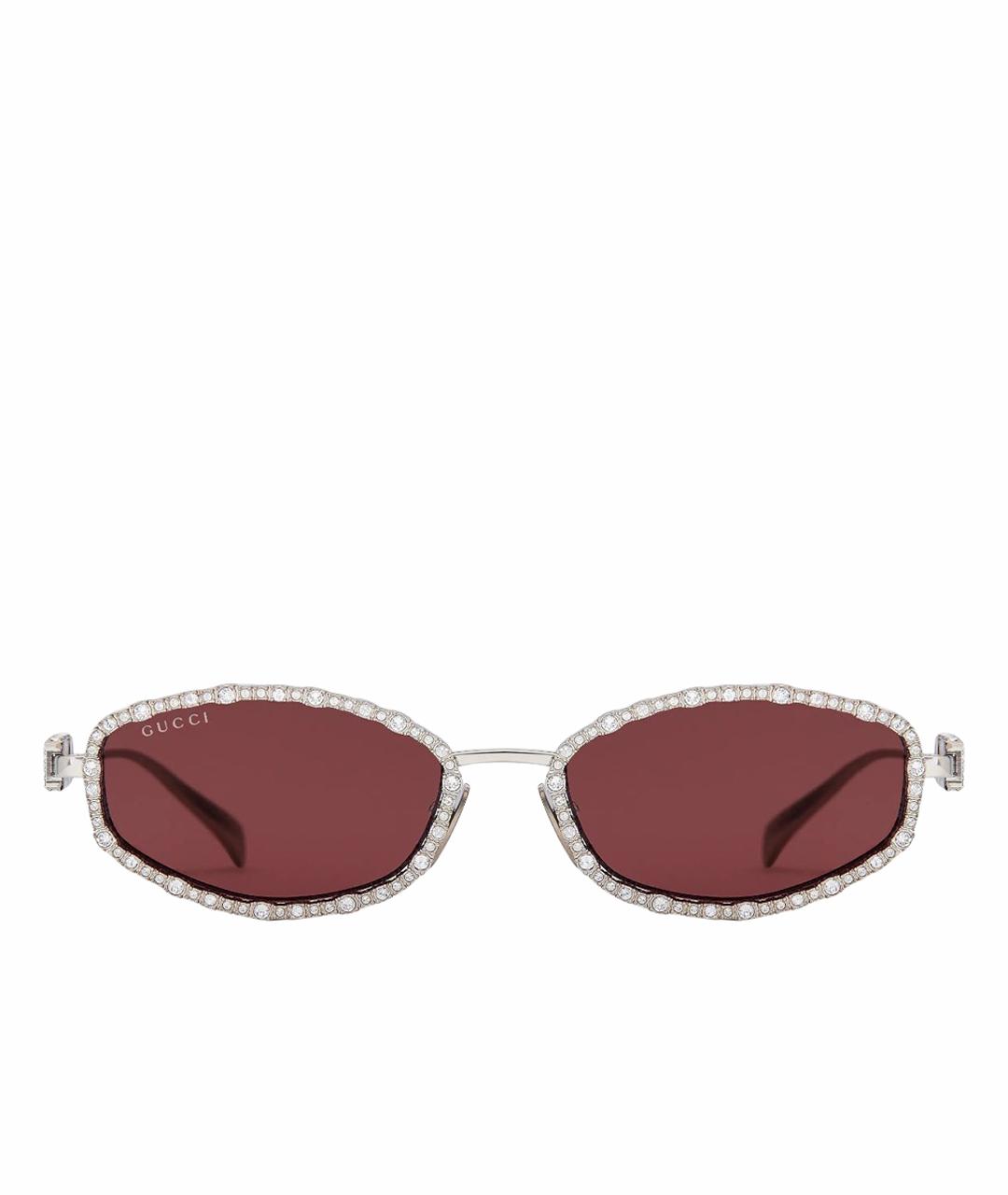 GUCCI Серебряные металлические солнцезащитные очки, фото 1