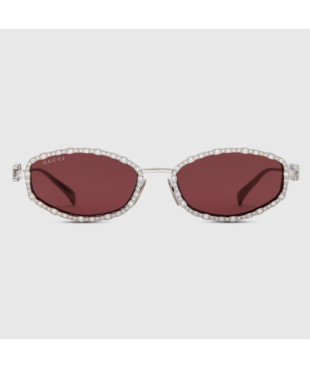 GUCCI Серебряные металлические солнцезащитные очки, фото 4