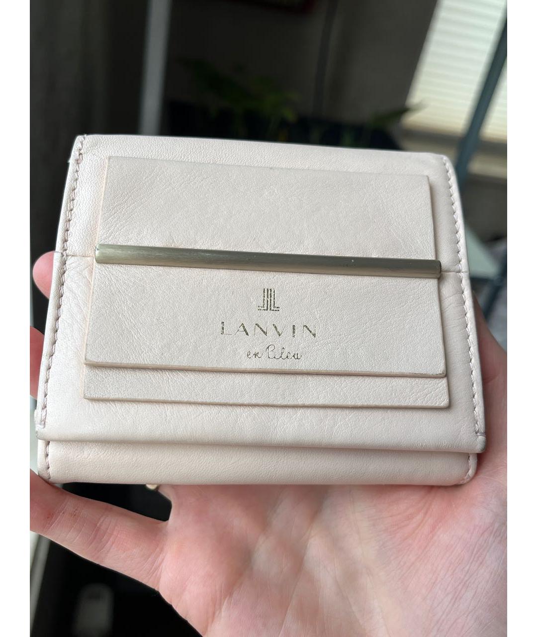 LANVIN Бежевый кожаный кошелек, фото 7