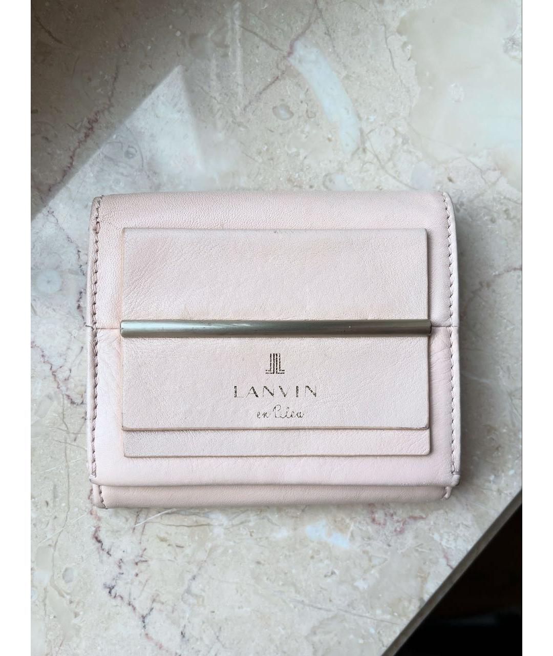 LANVIN Бежевый кожаный кошелек, фото 9