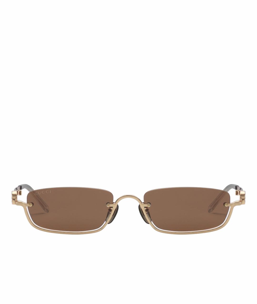 GUCCI Золотые металлические солнцезащитные очки, фото 1