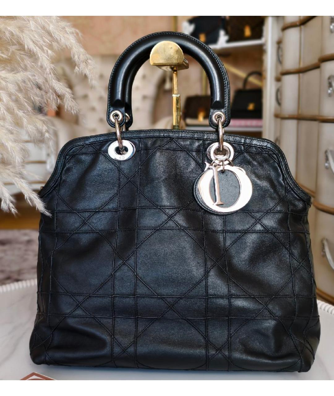 CHRISTIAN DIOR Черная кожаная сумка с короткими ручками, фото 9