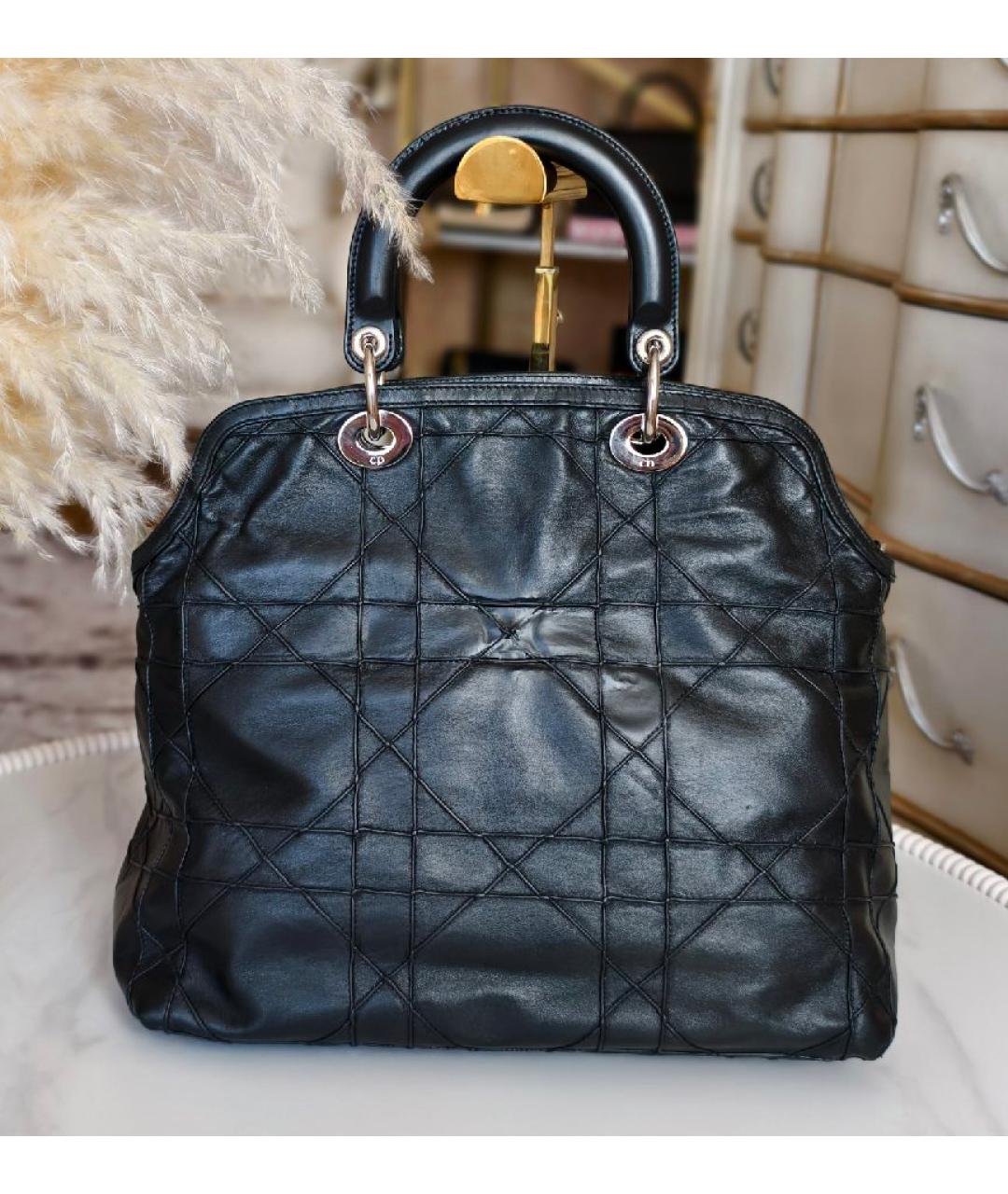 CHRISTIAN DIOR Черная кожаная сумка с короткими ручками, фото 3
